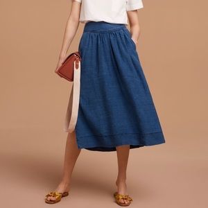 Aritzia Wilfred Gabrielle Chambray Midi Skirt